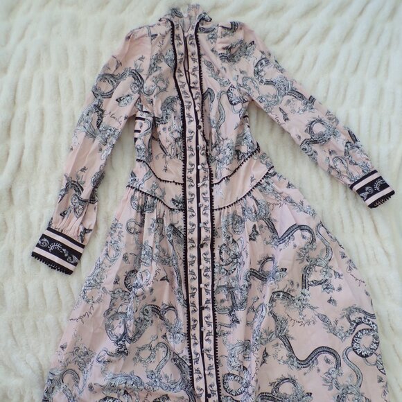 NWT Marchesa floral pink cotton midi dress 8 - Picture 2 of 13